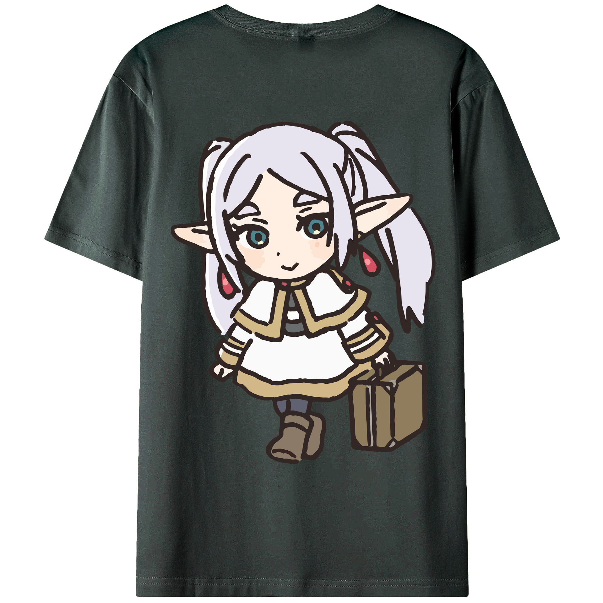 （画像用） 葬送のフリーレン Frieren 綿100％ メンズ半袖Tシャツ（バックプリント） 通気性